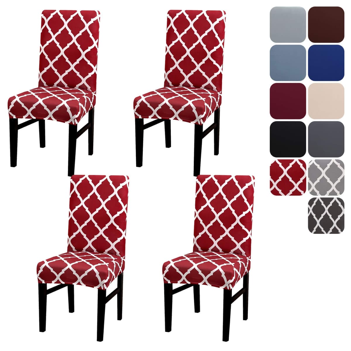 Dining Room Chair Covers Slipcovers Set of 4, Stretch Removable Washable Dining Chair Protector Decoration Cover Seat Slipcover for Hotel, Ceremony, Banquet, Kitchen, Restaurant, Home — view 40