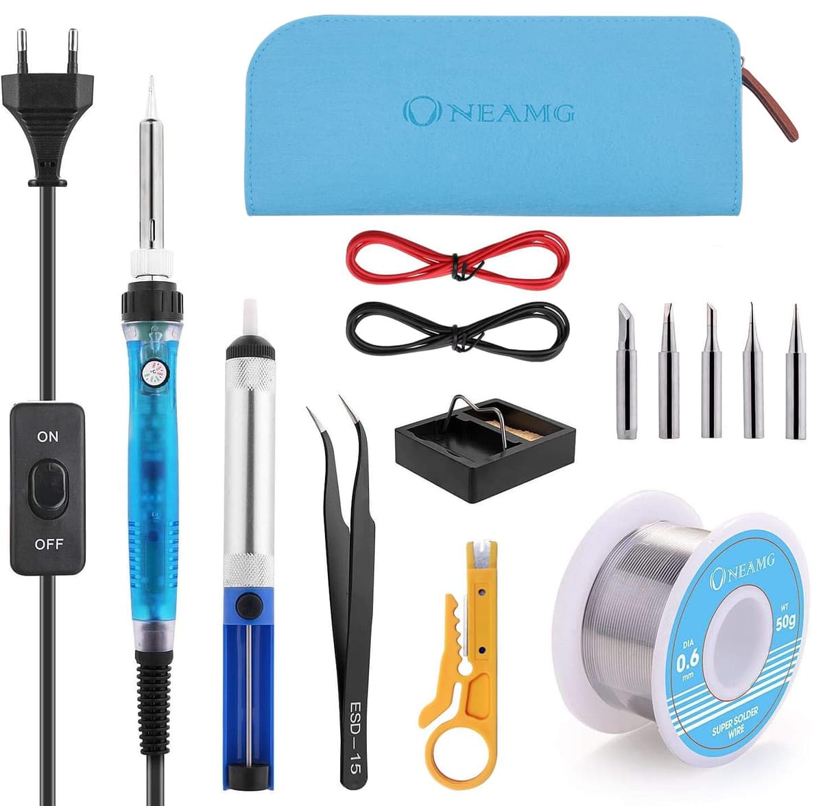 Kit de Soldador,Soldadores de Estaño Electronica con Caja de Herramienta Temperatura Ajustable con Interruptor Set de Soldadura Multímetro Digital Alambre de Soldar para Varios Usos y Reparaciones
