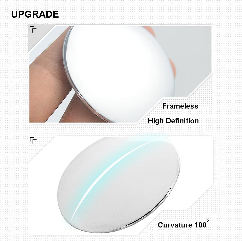 BEEWAY Blind Spot Mirrors, Round Frameless 360° Rotate Sway Adjustable HD Glass Convex Mirror Maximize RearView Universal for Car SUV Trucks Traffic Safety - Pack 2 — view 2