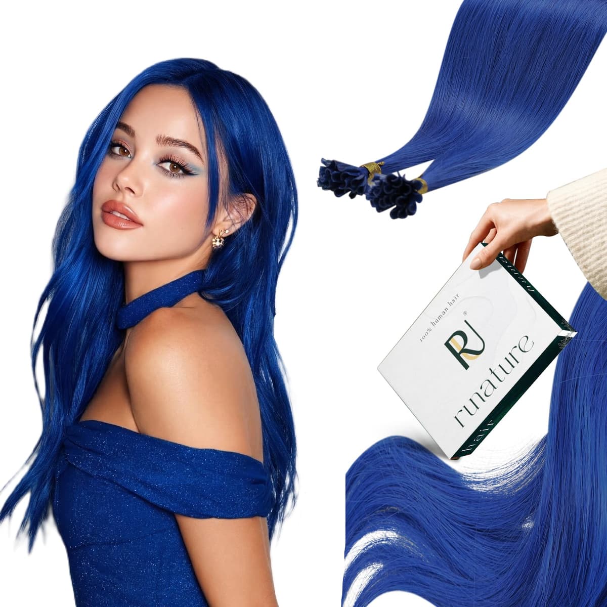 RUNATURE 18 Inch Nano Beads Hair Extensions Real Human Hair Ice Blonde Nano Hair Extensions Real Human Hair White Blonde Invisible Nano Rings Straight Remy Hair 50g 50s #800 — view 27