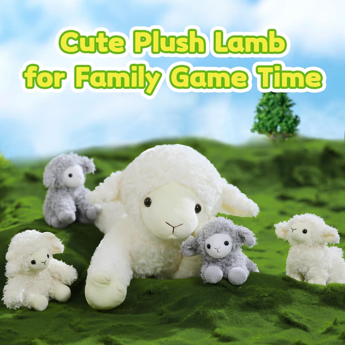 MorisMos Sheep Teddy with Babies inside, Lifelike Cuddly Goat Stuffed Animal Plush Soft Toys, Kawaii for Kids Girls Boys Birthday Party Decoration (50 cm) — view 5