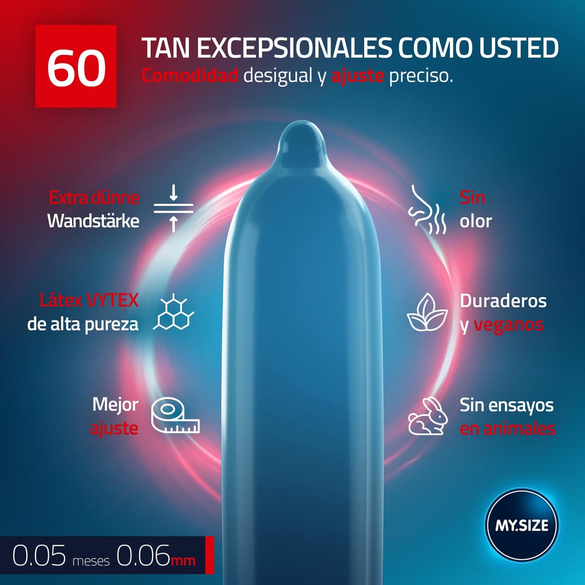 MY.SIZE PRO Condones ÉLITE, talla 5, 60 mm, XL, 10 piezas - Látex Vytex extra puro, fácil de abrir — view 3