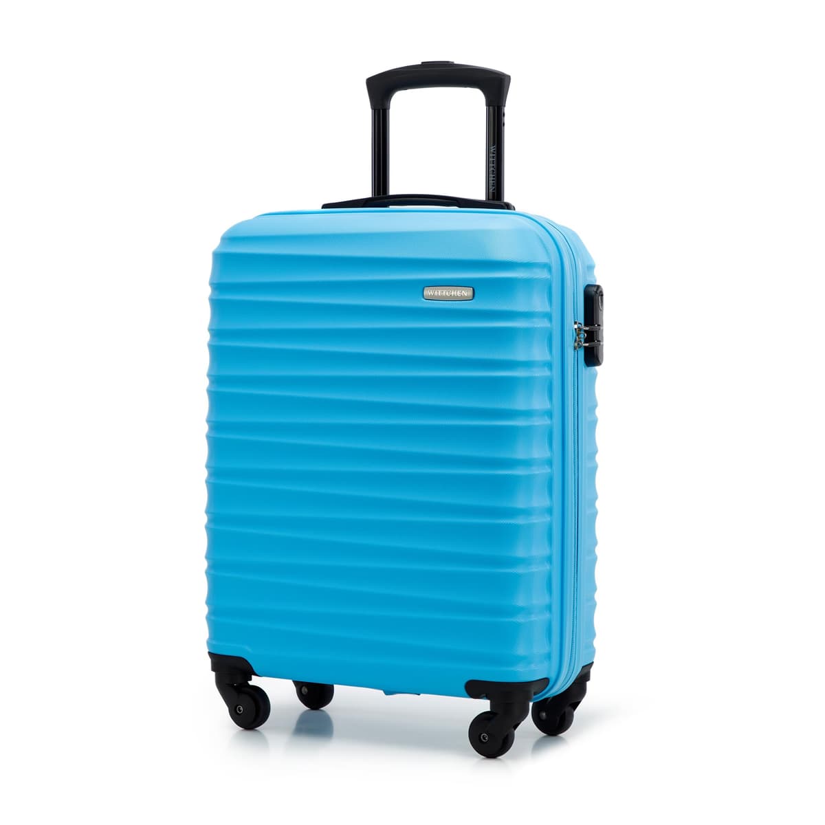WITTCHEN Maleta Grande Trolley ABS rígido para facturación con 4 Ruedas giratorias Cerradura de combinación asa telescópica Groove Line Negro Ryanair/Vueling/Iberia/easyJet/Iberia Express — view 54
