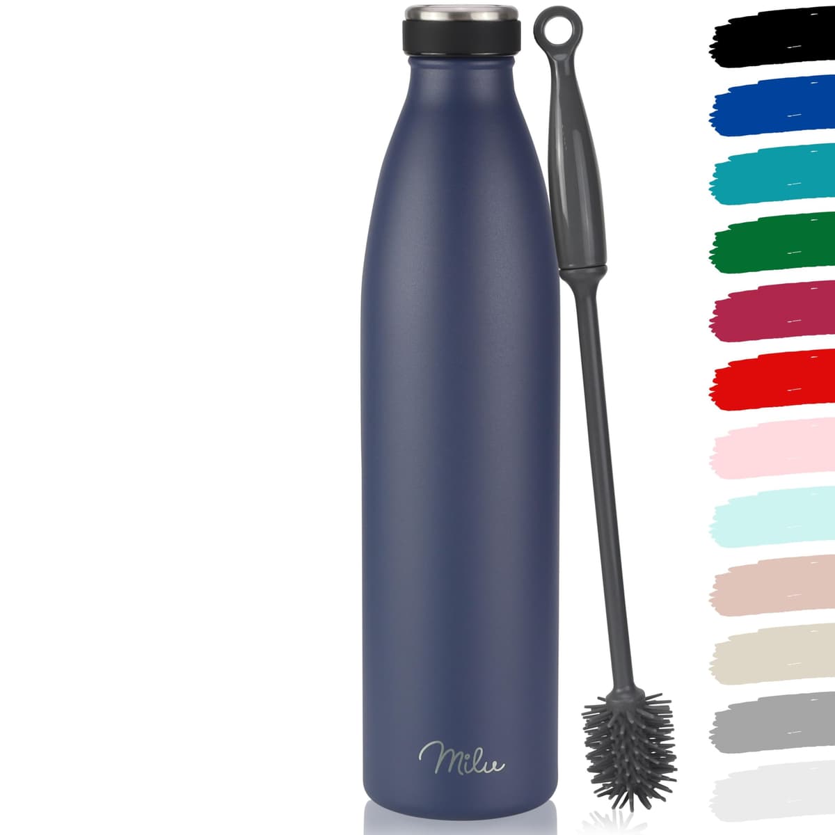 Milu Stainless Steel Drinking Bottle 1500 ml - Insulated Thermo Flask for Water - Leak Proof, Insulated and Double Walled, Carbonated (Granite Navy Blue, 1,5L) — view 94