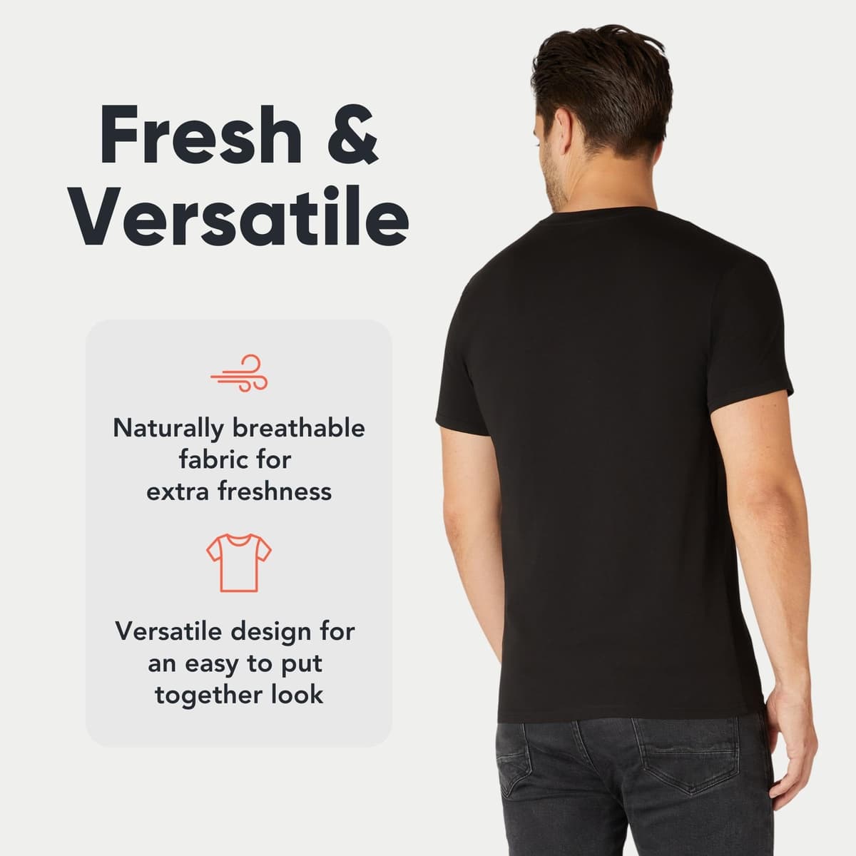 FM London 3/5-Pack Mens T Shirt - Premium Weight T-Shirts for Men with Lightly Fitted Design - Super Soft - Made with 100% Cotton - Stretch Fit for Any Occasion - Durable Comfort Fit — view 4