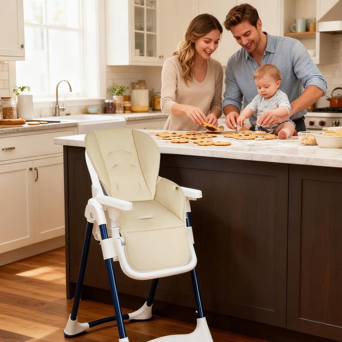 High Chair Cushion, PU Leather 55cm | Large Waterproof Composite K05 420G, This Replacement Padded Seat Liner Provides Easy Cleaning for Power Booster Sets — view 5