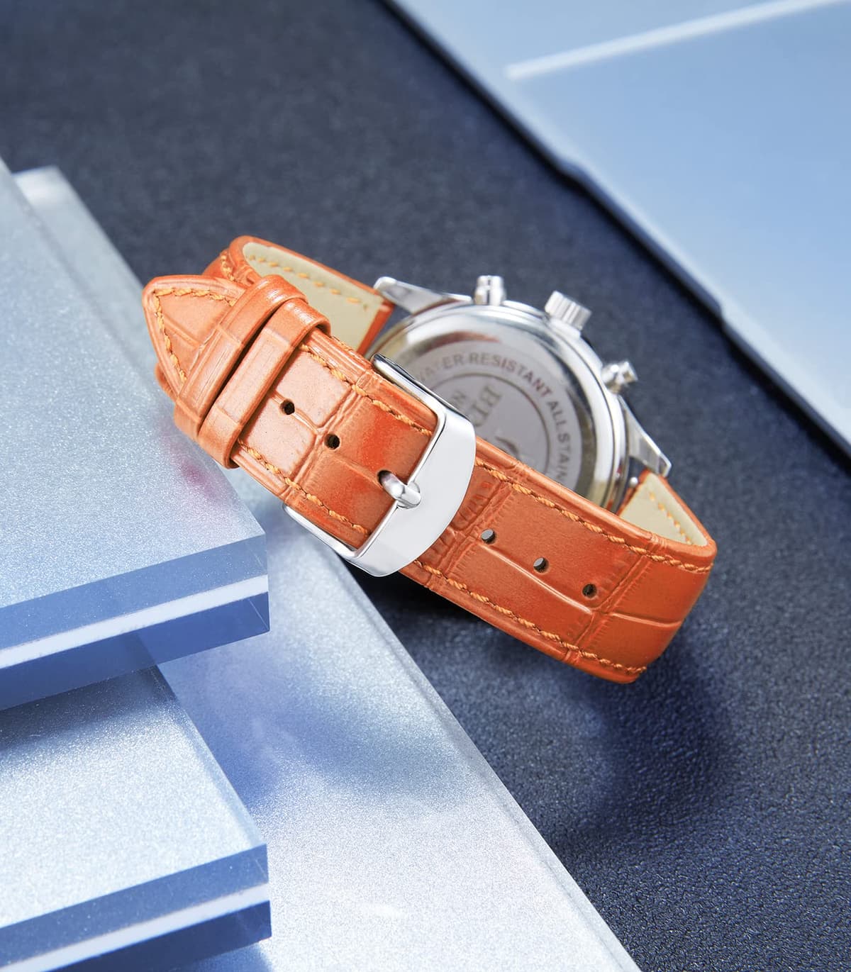 BINLUN Quick Release Leather Watch Straps Replacement Watch Bands Smart Watch Strap Crocodile Pattern in 10 Colors 13 Sizes with Silver/Gold/Rose-Gold Buckle for Men Women(10mm-24mm) — view 165