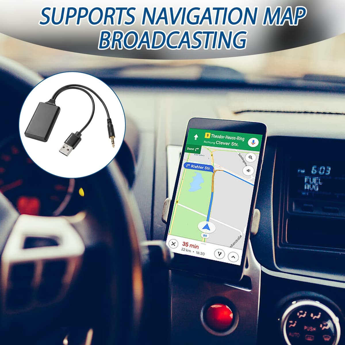 1 PCS Car Bluetooth AUX Adapter, Fits BMW Car Accessories, 3.5mm AUX Wireless Bluetooth Cars Audio Adapter for Music, for BMW E90 E91 E92 E93 and Other Models, Compatible with iPhone iOS 10+ — view 3