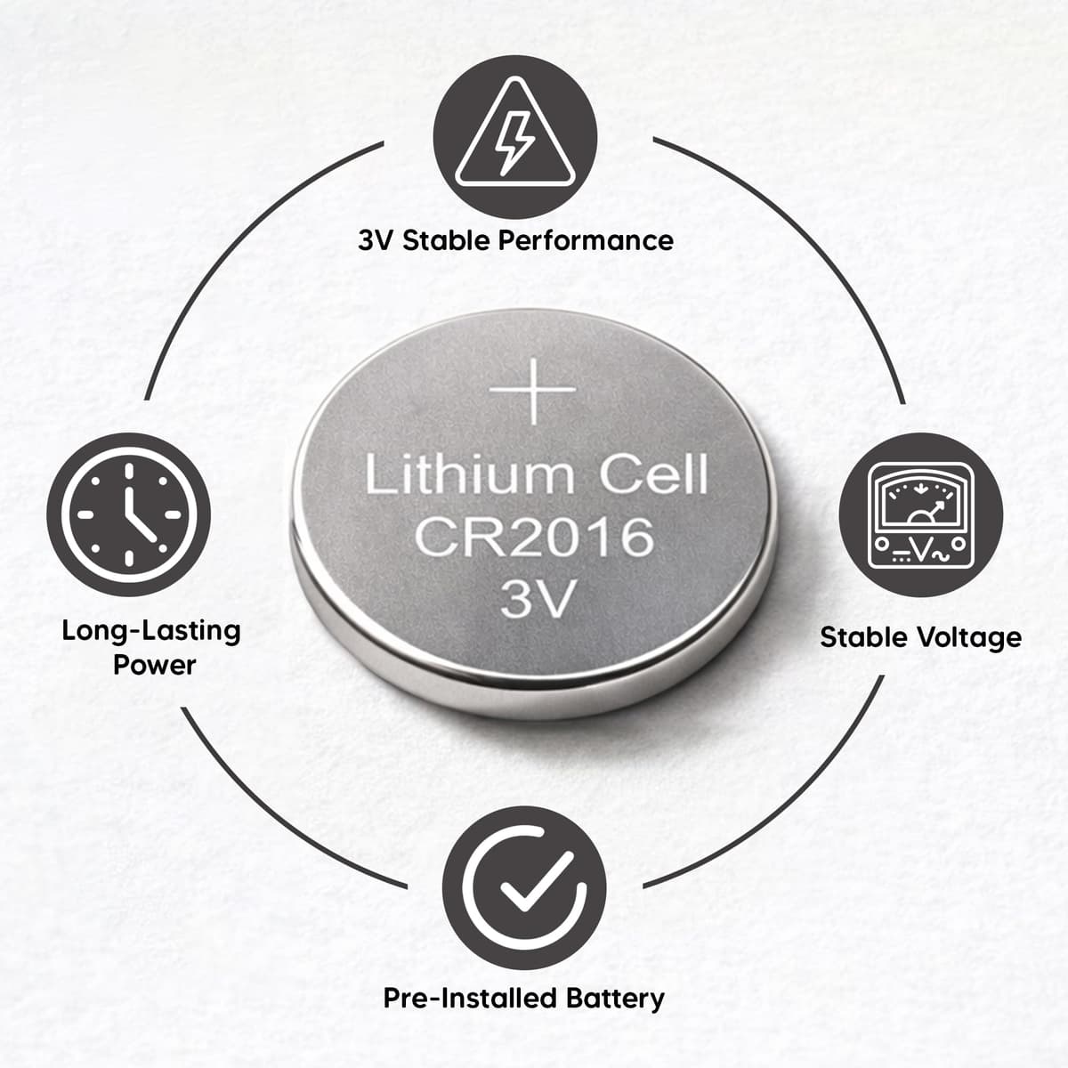 OBD CR2016 Lithium Coin Cell Battery 3V Long Lasting Power Button Batteries for Watches Key Fobs Remotes Calculators Electronics (10) — view 3