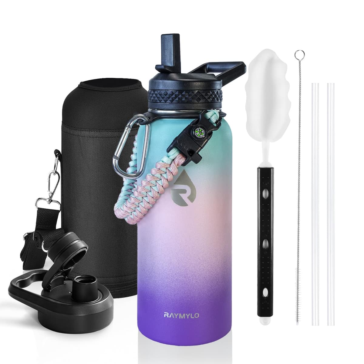 RAYMYLO One Gallon Water Bottle Insulated, Triple Walled Vacuum Stainless Steel (Cold for 48 Hrs), Leak Proof & Non-BPA, Large Water Flask Jug with Paracord Handle & Straw Spout Lids — view 99