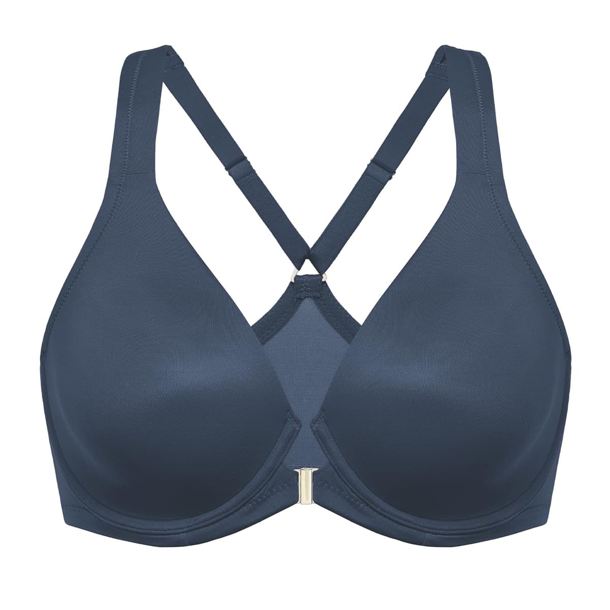 Delimira Women's Front Fastening Bras Seamless Unlined Racer Back Plus Size Underwired Plunge Bra — view 26