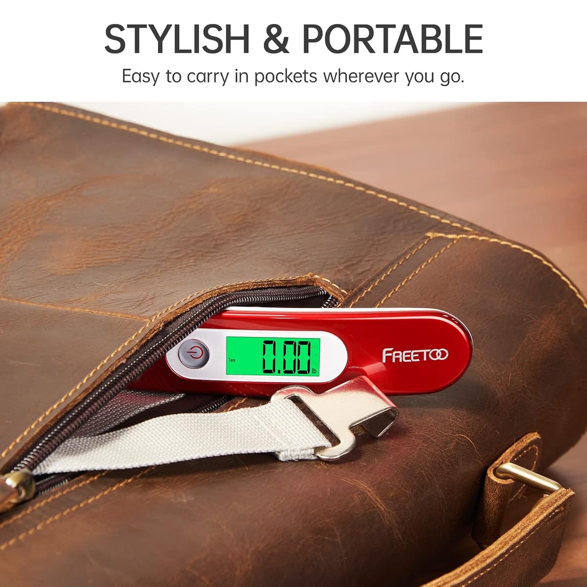 FREETOO Luggage Scale Portable Digital Weight Scale for Travel Suitcase Weigher with Tare Function 110 Lb/ 50Kg Capacity Red — view 5