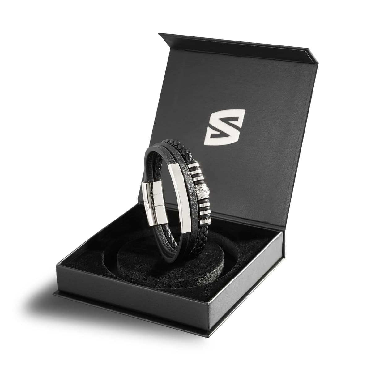 SERASAR Pulseras de cuero premium para hombre | Cierre seguro de acero inoxidable | Tres colores | Joyero Incluido — view 2