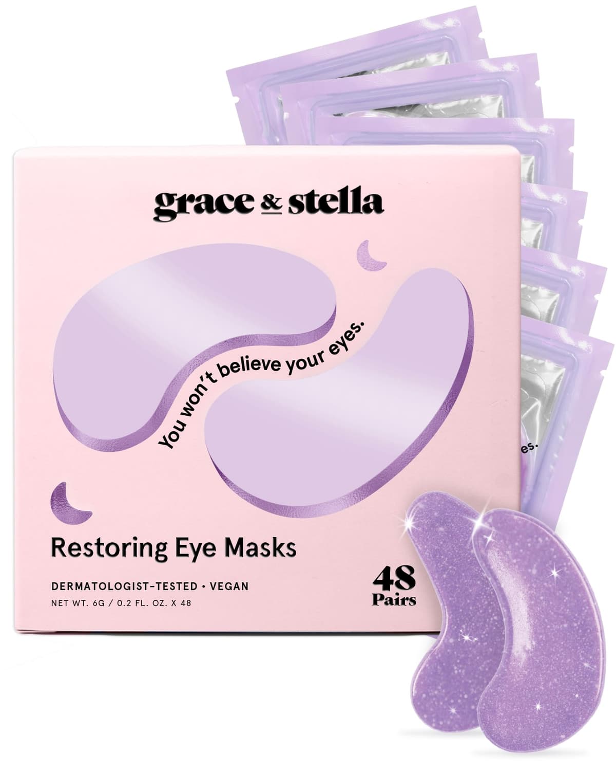 grace & stella Award Winning Under Eye Mask - Reduce Dark Circles, Puffy Eyes, Undereye Bags, Wrinkles - Under Eye Gel Patches, Vegan Cruelty-Free Self Care (4 Pairs, Gold) — view 17