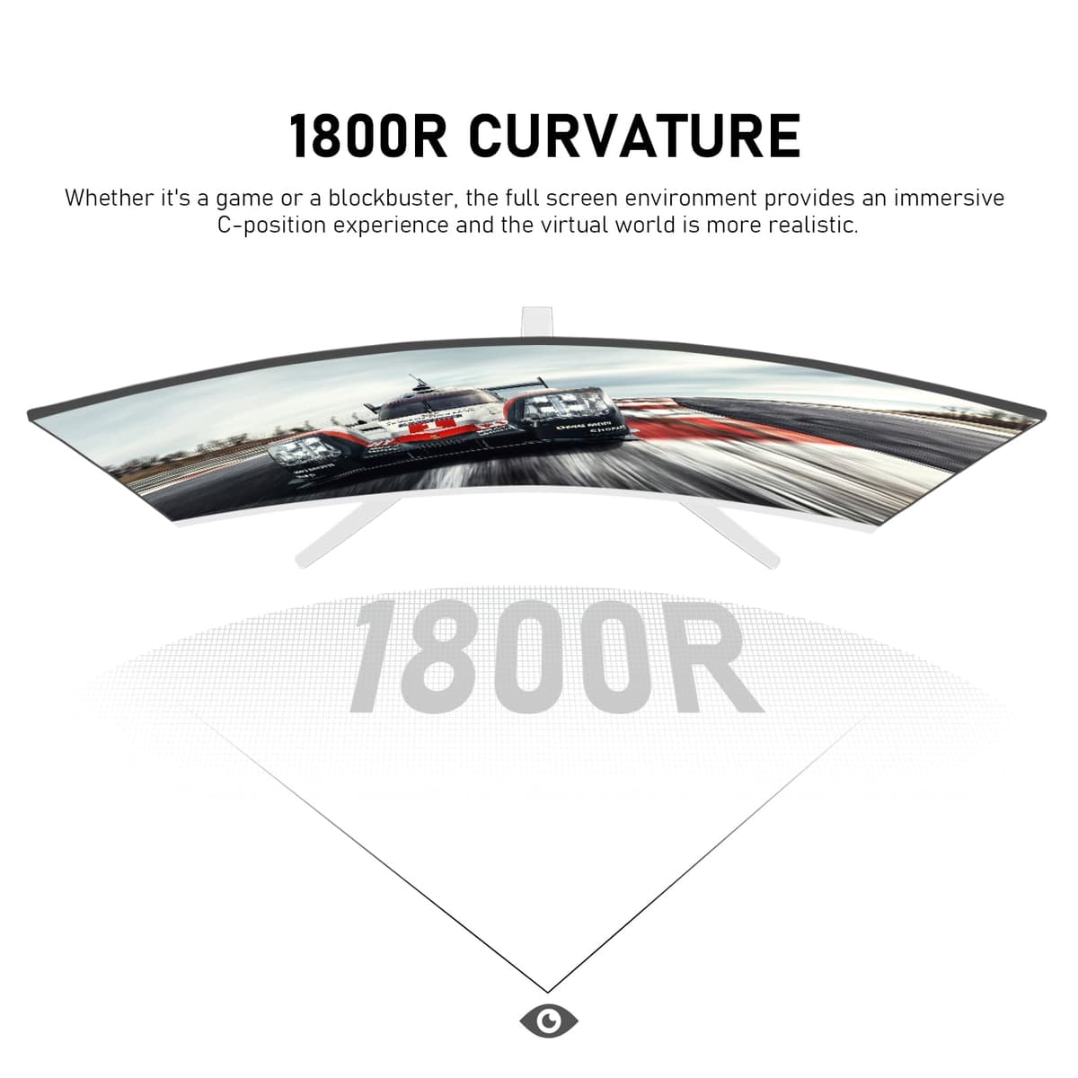 Gawfolk 27 Inch PC computer screen,1800R Curved Gaming 280Hz Monitors, FHD1080p 1ms without Bezel, freesync, 98%sRGB,178 ° Angle View HDMI DisplayPort, Compatible with Wall-Mounted VESA100*100MM-White — view 4