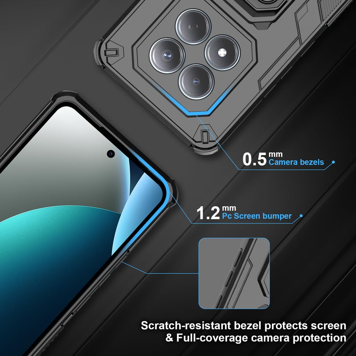 Funda para CMF Phone 2 Pro, Carcasa Antigolpes con Soporte anular metálico, Case Protectora de Grado Militar, Negro — view 78