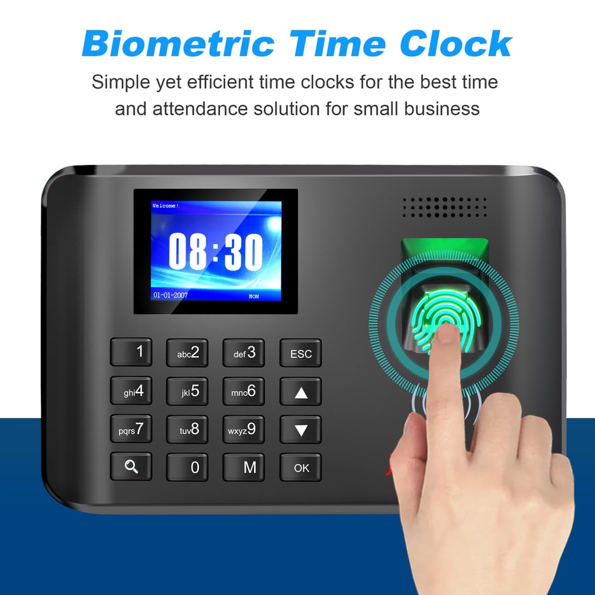 A5 Clocking in Machine for Employees Small Business-Fingerprint, RFID and PIN Biometric Time Clock, Office Punch Clock, with 5 Badges (0 Monthly Fees) — view 5
