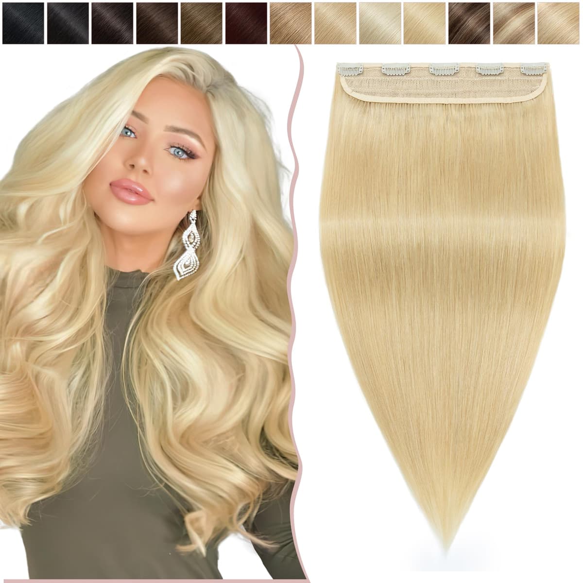 12 inch Clip in Hair Extension Human Hair One Piece 100% Real Remy [#2 Dark Brown] 3/4 Full Head Straight Hair Pieces for Women Invisible Short (40g) — view 14