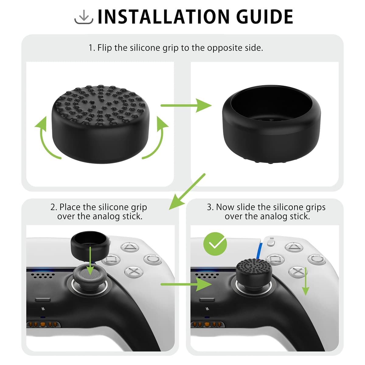 MyGadget Funda de Silicona Mando PS5 - con 8 Botones de Thumbsticks (2 Pares Altos | 2 Pares Bajos) - Carcasa para PlayStation 5 Dualsense Wireless en Negro — view 5