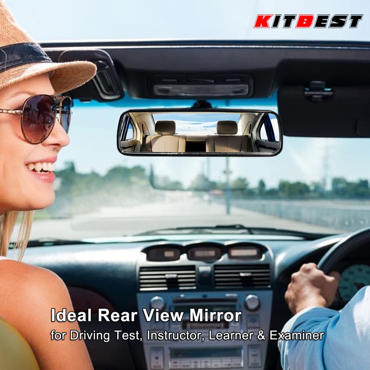 KITBEST Rear View Mirror for Driving Test, Driving Instructor Mirror, Extra Second Interior Car Rearview Mirrors for Instructor Examiner Passenger Learner Driver & Test (200 x 62mm) — view 2