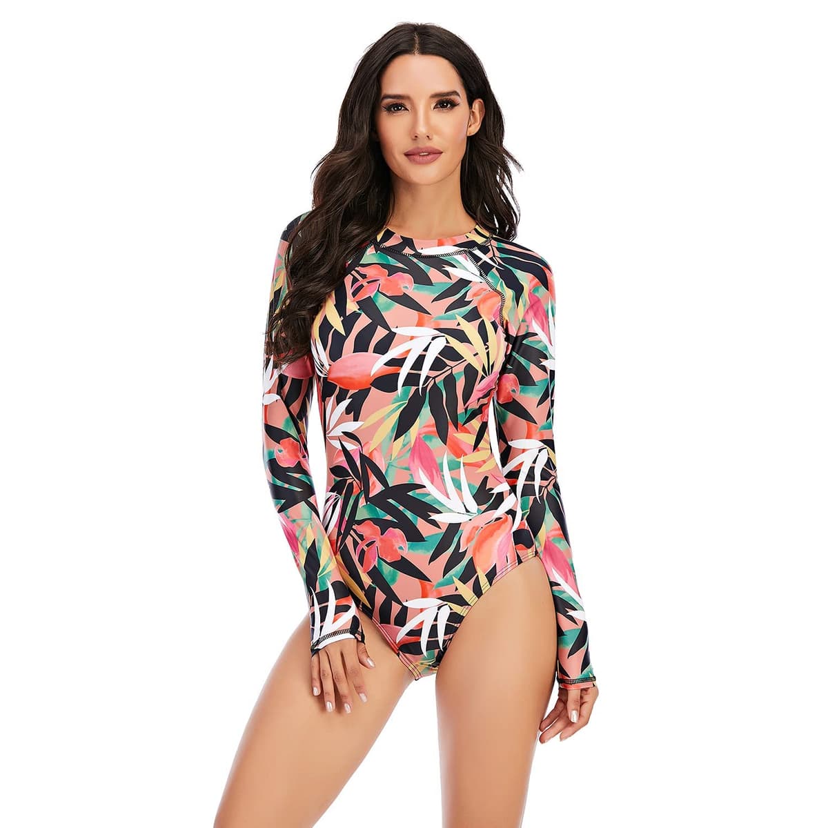 Ropa de Surf con Cremallera para Mujer Traje de Baño de Manga Larga Protectores contra Erupciones Recreativas de Una Pieza Traje de Baño — view 18