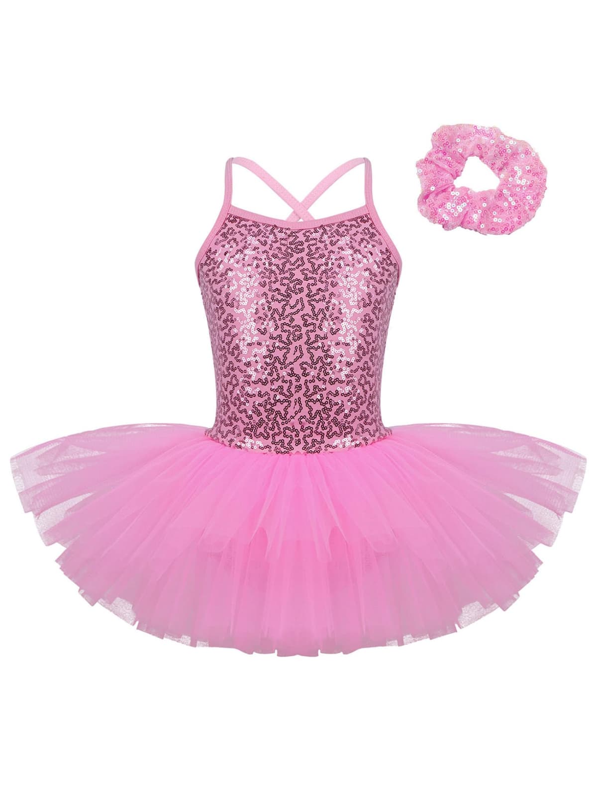 Oyolan Vestido de Danza Ballet Niña Princesa Vestido Tutu Lentejuelas Espalda Cruzada Traje Ropa de Baile Maillot Monos de Danza Clásica Traje de Bailarina — view 12