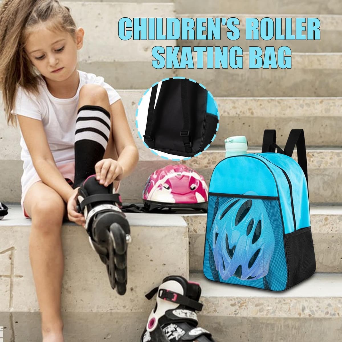 Mochila Para Almacenamiento De Patines - Estuche Para Patines Con Compartimentos Multifuncionales De 35x17x43cm | Mochila Deportiva Ajustable | Mochilas Deportivas Resistentes A La Intemperie Para Cas — view 2