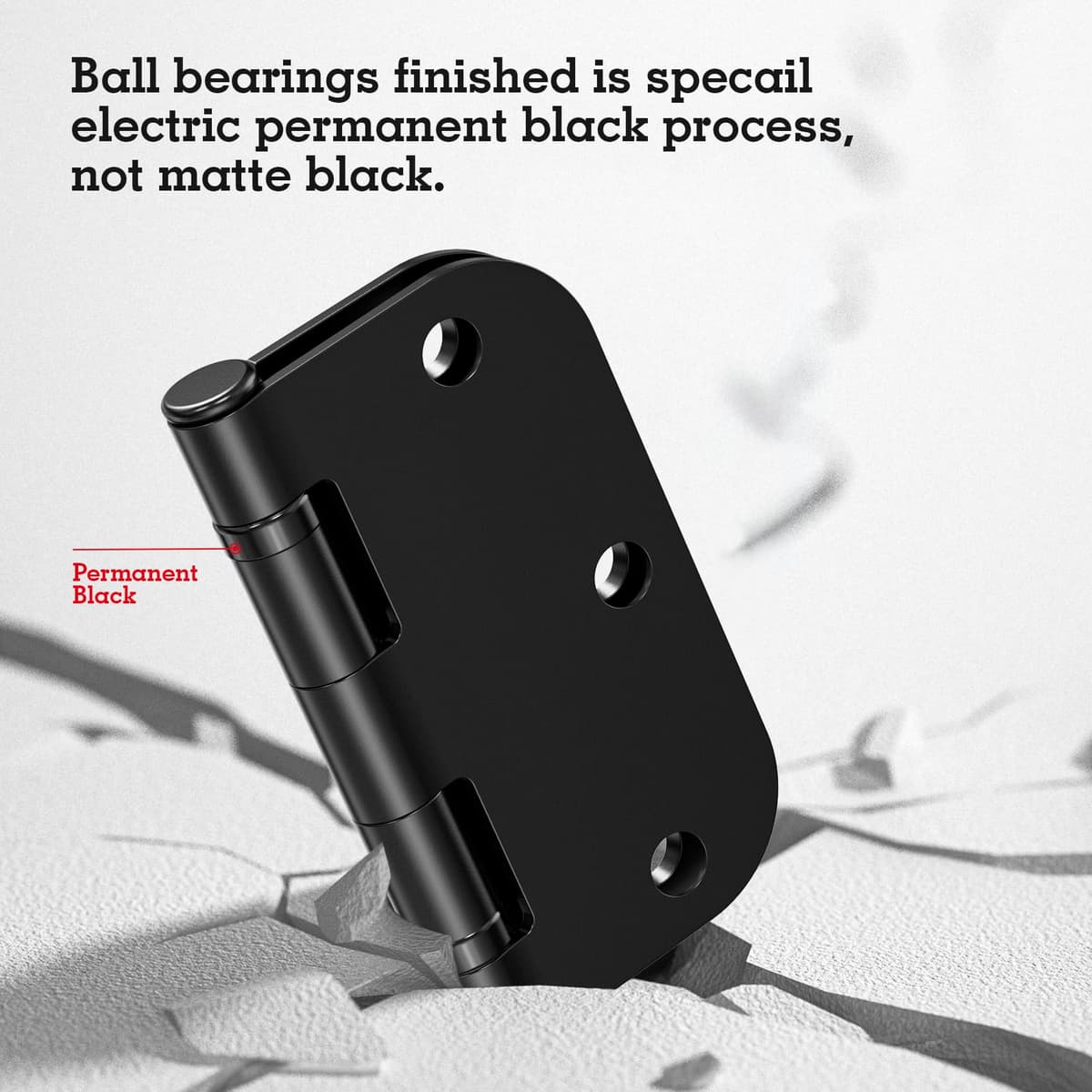 1 Pack Ball Bearing Door Hinges Matte Black 3.5 Inch 5/8" Radius Round Anti Squeak Interior 3-1/2"Flat Iron Bifold Standard Office Bedroom Indoor for Doors 3 ½" Hardware Home House Decor Accessories — view 4