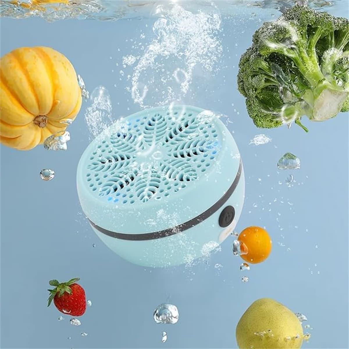 Automatic Fruit Cleaner, Fruit & Vegetable Washers, Rechargeable Fruit Washing Machine, Waterproof Fruit and Veg Cleaner, Food Purifier Durable | Kitchen Tool, for Grains Meat Seafood (Sky Blue) — view 4
