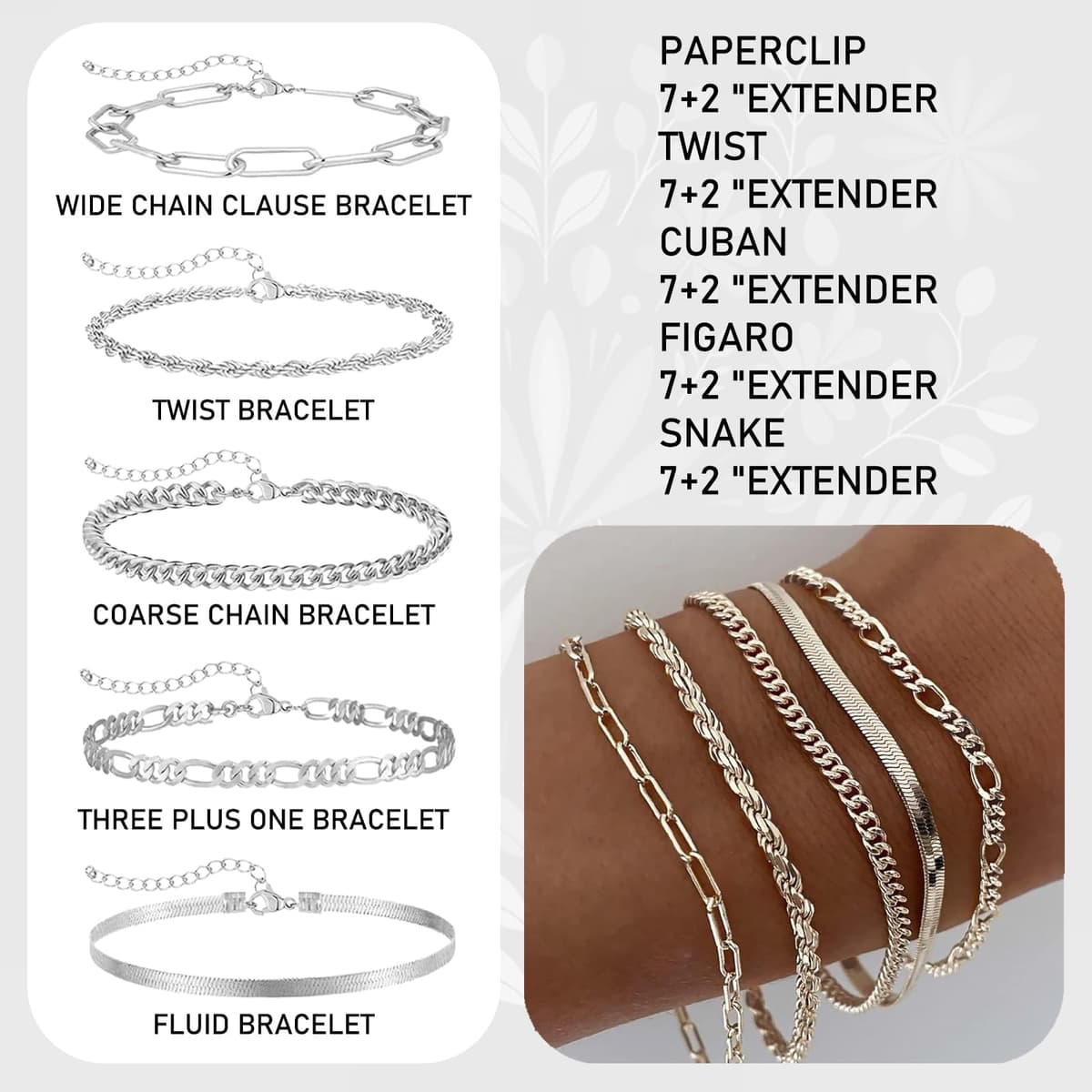 Joyas de Mujer - Set de 18 Piezas: Brazalete Dorado, Cadena y Collar Plata, Gargantilla y Choker Dorado, Bisutería, Joyería y Colgante para Mujeres, Plata — view 3