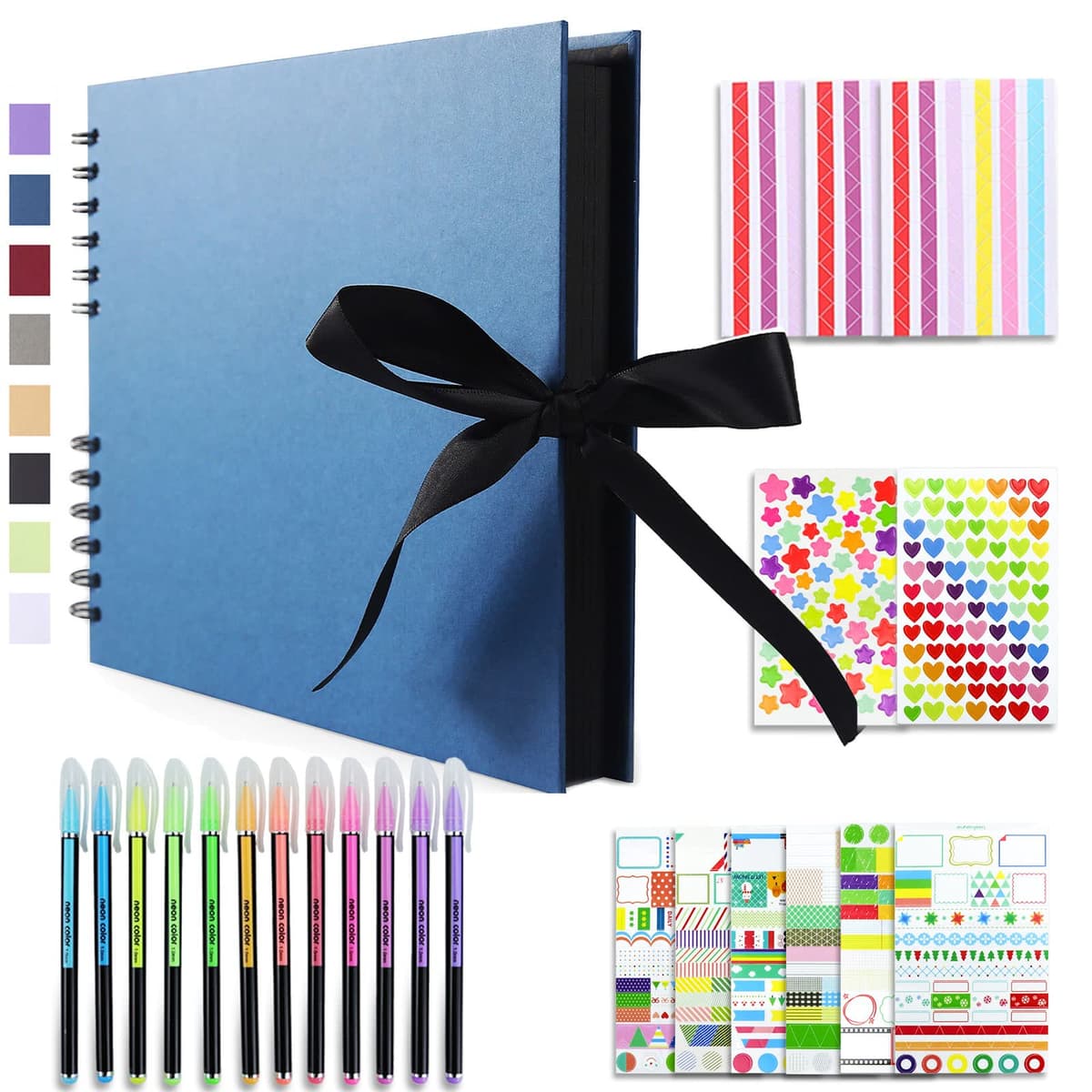 Vienrose Álbum de Fotos Scrapbook 10x15 cm Álbum de Recortes para Pegar y Escribir 80 Negra Páginas Espiral DIY Regalos de Boda Aniversario Bebé Cumpleanos Familiares Navidad, 28,5x21cm, Negro — view 16
