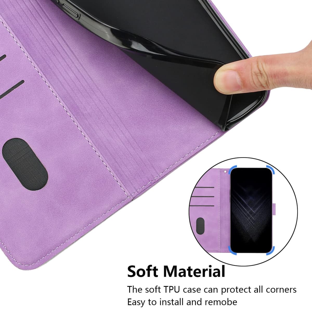 Funda para Vivo Y76 5G/Y76S/Y74S, PU Cuero Flip Carcasa Fundas Móvil de Tapa Libro Caso Piel PU para Vivo Y76 5G/Y76S/Y74S,Billetera Case Telefono Cubrir Móvil Cover con Cáscara de TPU(Púrpura) — view 4