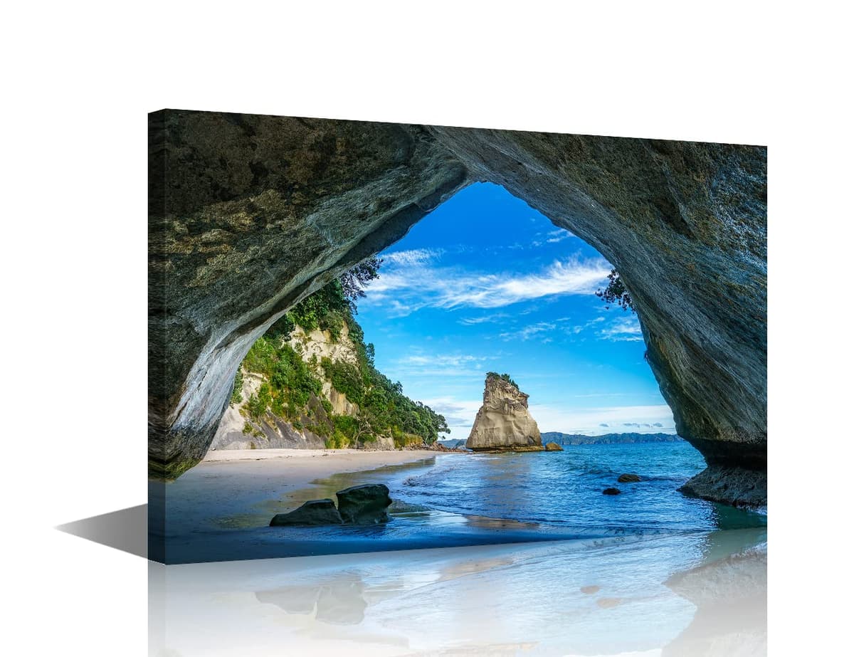 Wall Art for Living Room Beach Canvas Art Wall Decor Blue Sea Sunset Pictures Print on Canvas Natural Landscape Painting Seascape Artwork Stretched Framed Ready to Hang 12x18inch — view 18