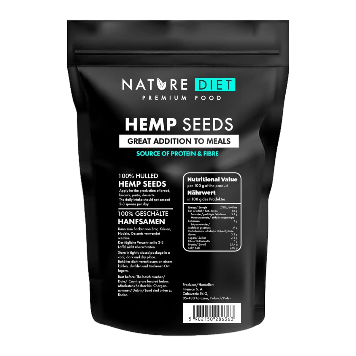 Nature Diet Semillas de Cáñamo 1000g | Peladas | Sin Gluten & Veganas | Ricas en Proteínas y Fibra | Fuente de Omega 3 & 6 | Superalimento para una Nutrición Diaria