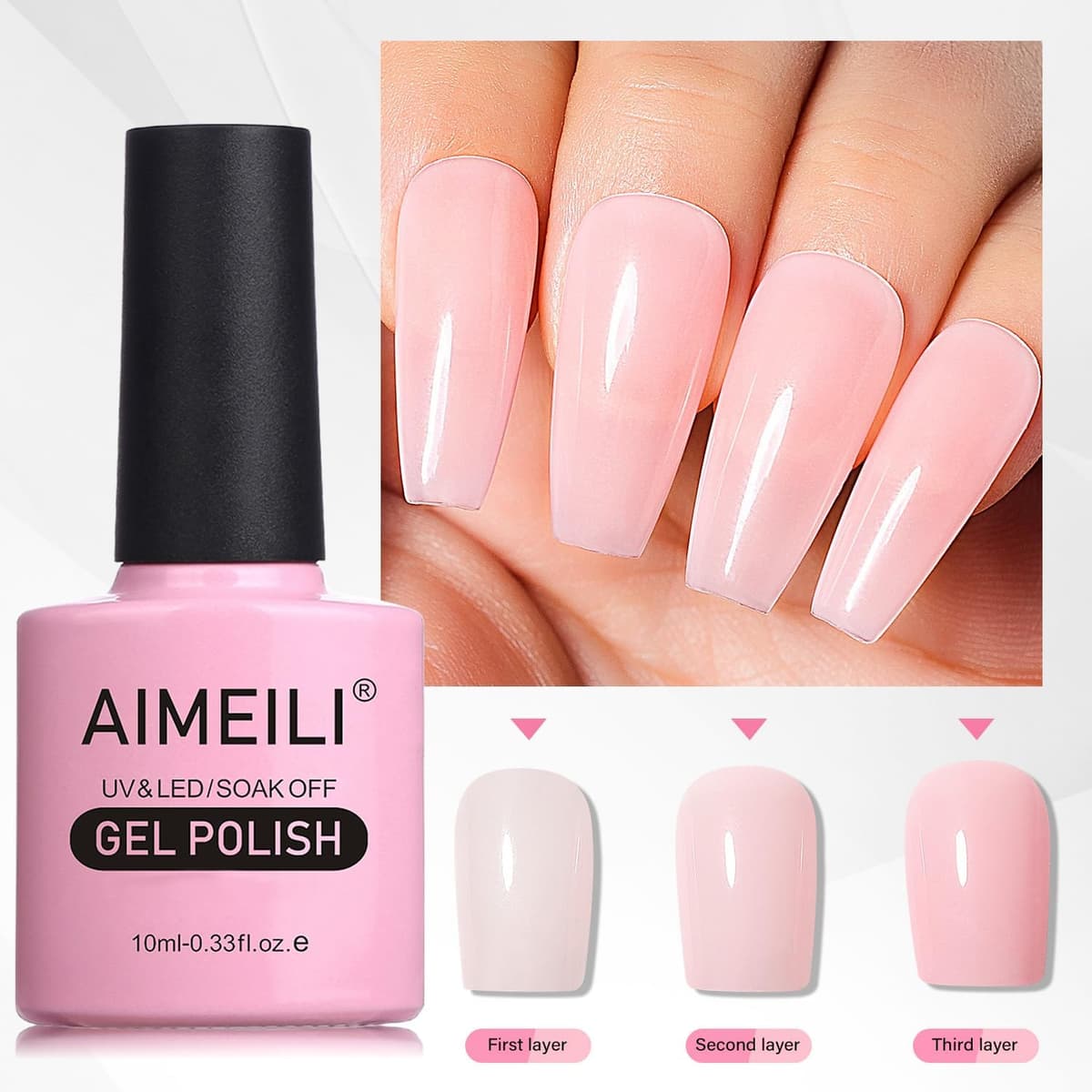 AIMEILI Esmaltes Semipermanentes de Uñas en Gel UV LED Gel de uñas Soak Off Transparente - Rose Nude (022) 10ml