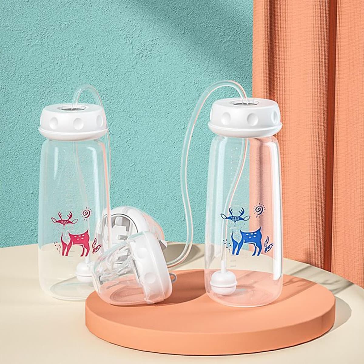 2Pcs Anti-Colic Feeding Bottle - 240ml Silicone Feeder with Nipple Straw, Wide Mouth Design, Milk Bottle for Kids 3 Months and Older, Home Bedroom Living Room Hotel Travel Camping — view 2