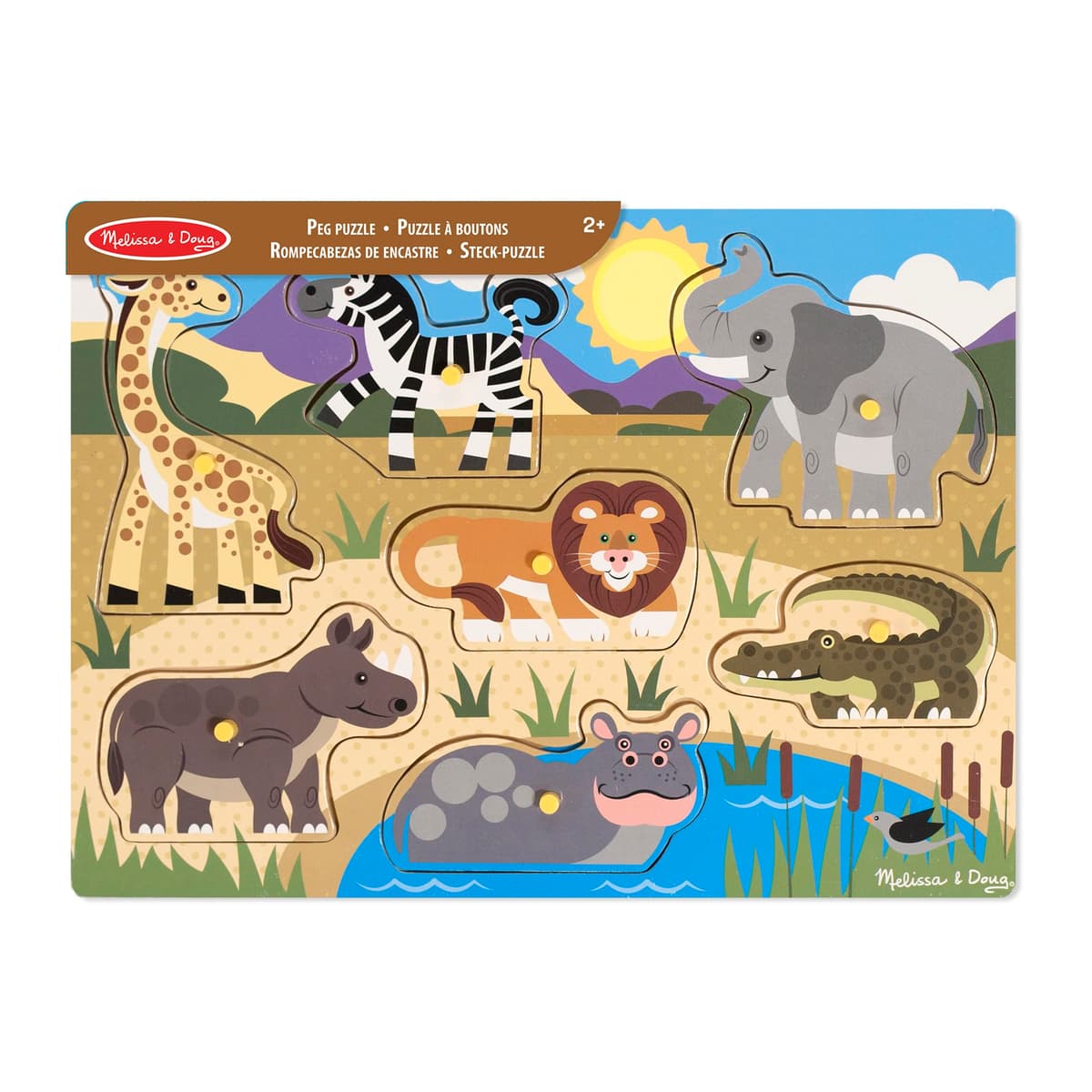 MELISSA & DOUG - Puzzle 2 Años de Animales del Safari, Puzzle de Madera con Clavijas para Fácil Agarre, Rompecabezas Niños, 6075165, Juguetes Montessori, Regalo Niño 2 años +, Juguetes Niños 2 Años + — view 3
