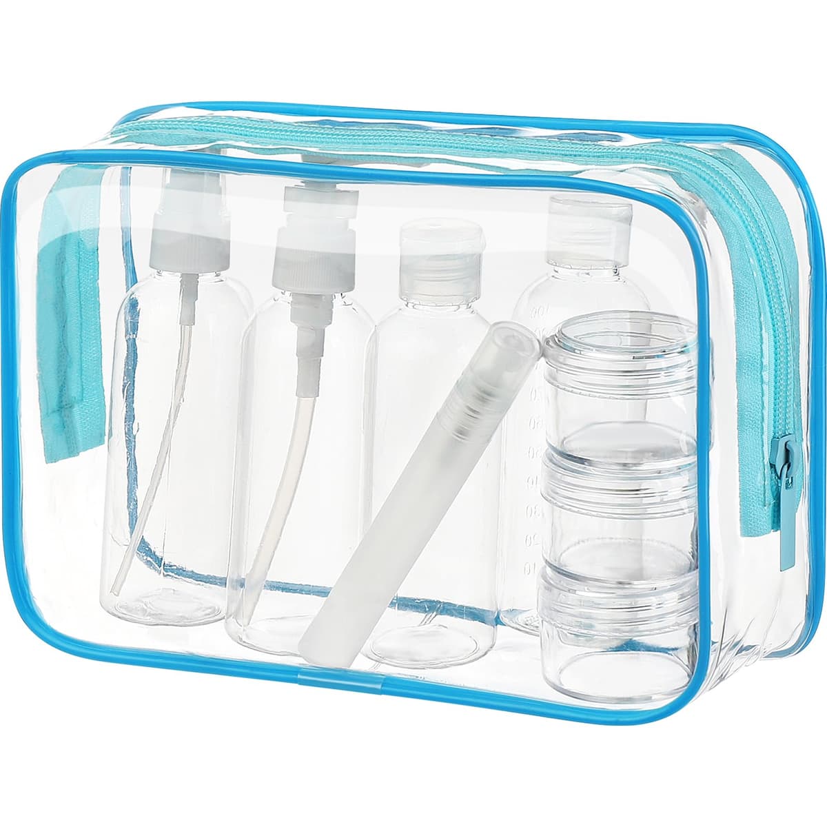 MOCOCITO Neceser Transparente con 8 Botellas de Viaje (MAX.100ml) y 1 Bolsa de Vuelo para Líquidos (20x20 CM,1L), Bolsa de Cosméticos Impermeable para Hombre y Mujer — view 16
