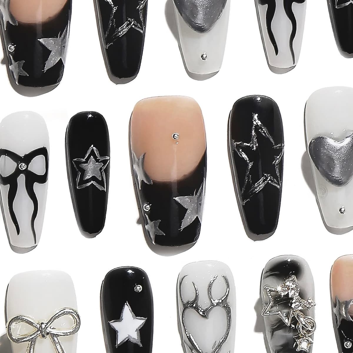 Sun&Beam Nails Handmade Press On Nail Long Coffin Ballerina Pink Flower Acrylic Fake Tip 3D Design Art Charms Cute with Storage Box 10 Pcs (S) — view 34