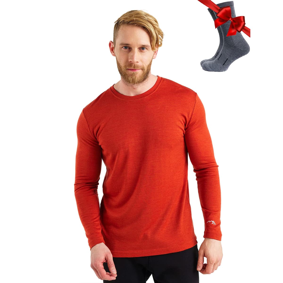 Merino.tech Camiseta Lana Merino Hombre - Deportiva Ropa Térmica 100% Lana Merino Ligero, Medio, Pesado con Calcetines — view 27