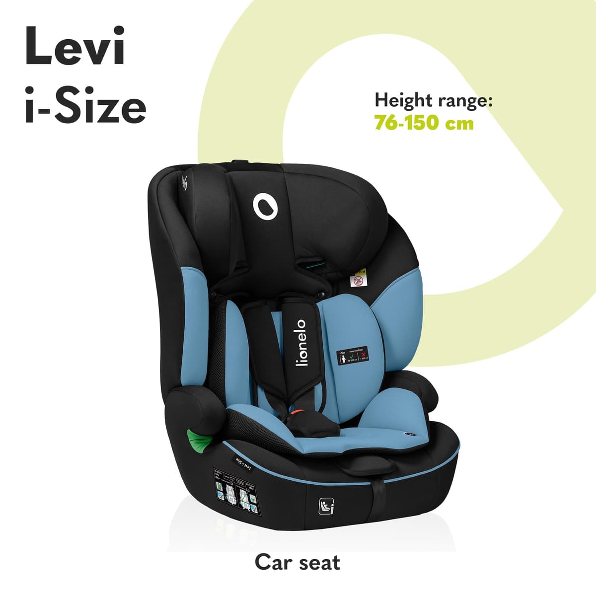 LIONELO Car Seat LEVI I-Size for Baby 9-36kg Transforms with Your Child from Infant to 12 Years, Multi-Level Headrest, Enhanced Side Protection, Easy Install with Seat Belt, Washable, Certified — view 2