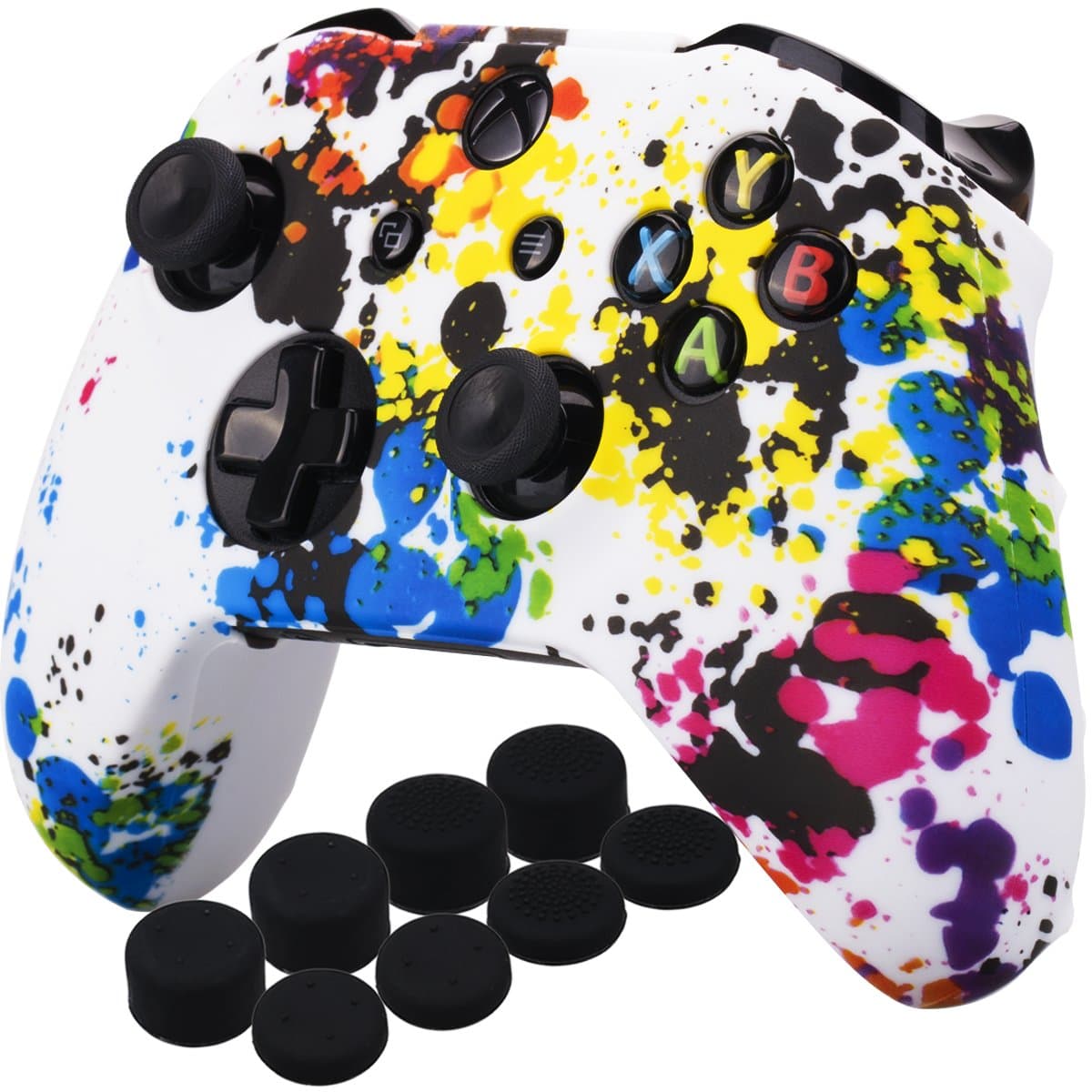 Yorha Impresión Caucho de Silicona Funda Skin Case Carcasas Piel para Xbox One S/X Mando Controller x 1 (Calavera comica) con Agarres para el Pulgar Thumb Grip Pro x 8 — view 24
