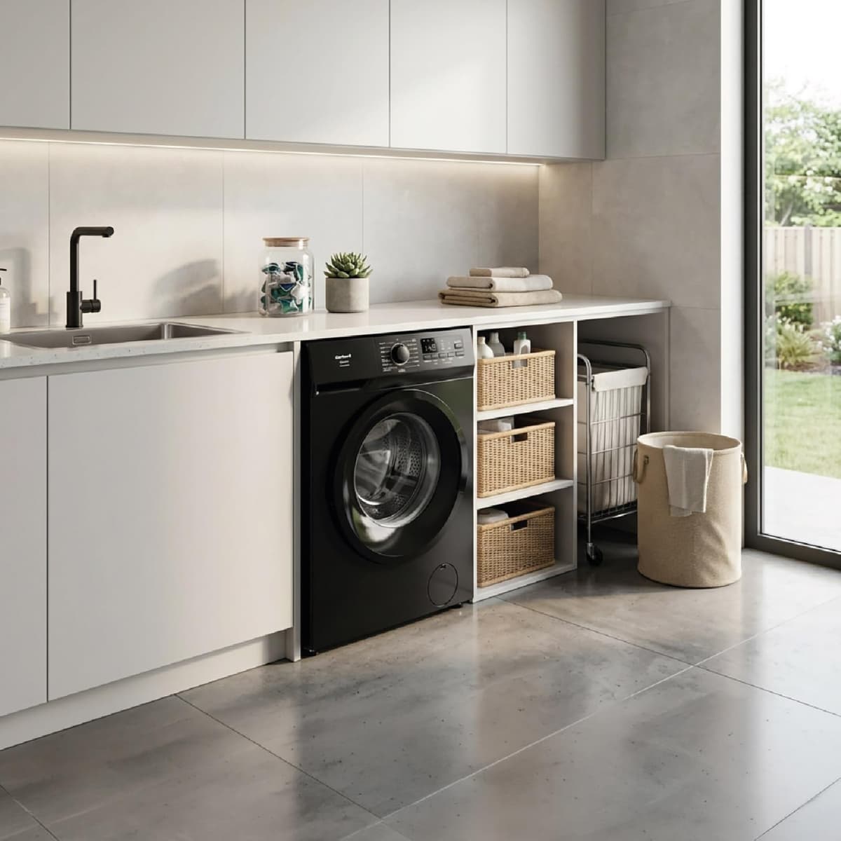 Corberó - Lavadora Premium 9kg | CLAM9046N | 1350 rpm | Motor Inverter | Función Vapor| Función Eco | Incio Diferido | Lavado Rápido 15 min | Display Touch | Negro — view 3