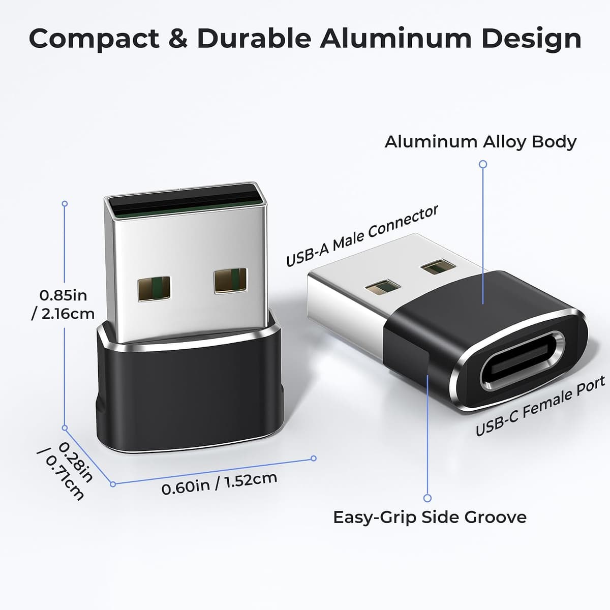 BASESAILOR USB to USB C Adapter,USBC Female to USB A Male Adapter,Type C Converter Charger for iPhone 17 17e Pro Max,16 15,Apple Watch iWatch S11 S10,AirPods,iPad Mini Air,Samsung Galaxy S26 S25,3Pack — view 4