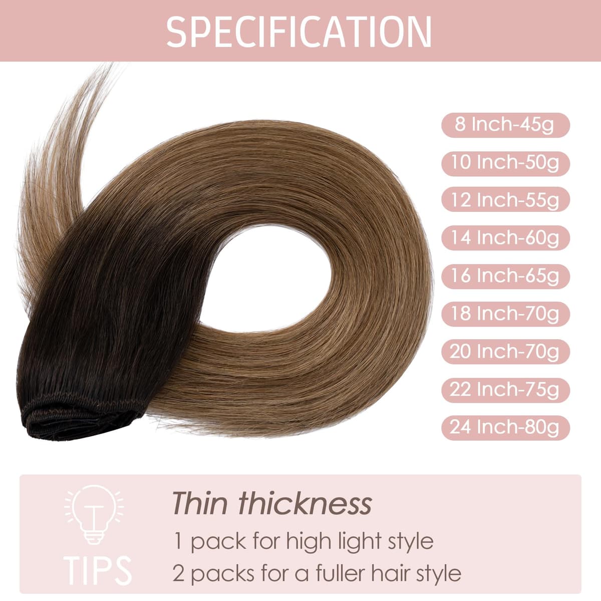Silk-co 10inch Hair Extensions Clip in Hair Extension Human Hair #04 Medium Brown -Basic Thickness-Thin Weft- 8 Pieces Real Remy Straight Hair Extensions[50g] — view 45
