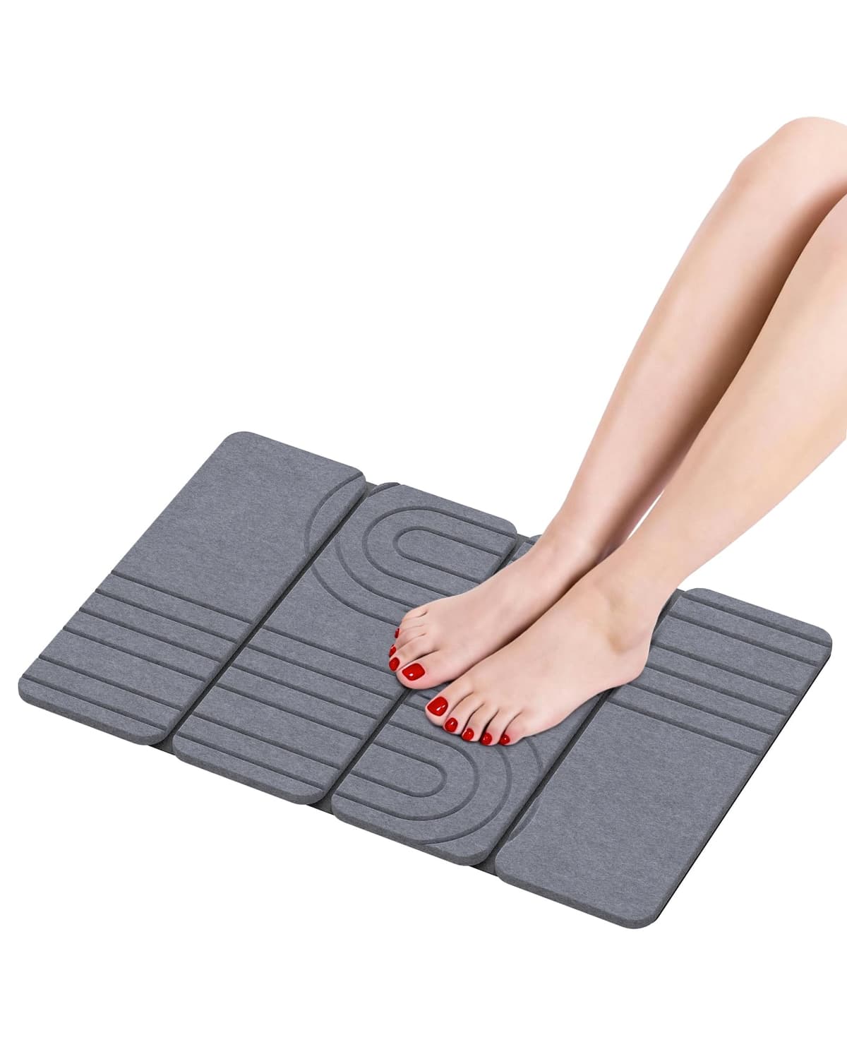 iHomara Alfombra de baño plegable, natural tierra de diatomeas antideslizante, rápido secado, super absorbente, 60x39 cm, alfombrilla de ducha para baño, casa y cocina — view 9
