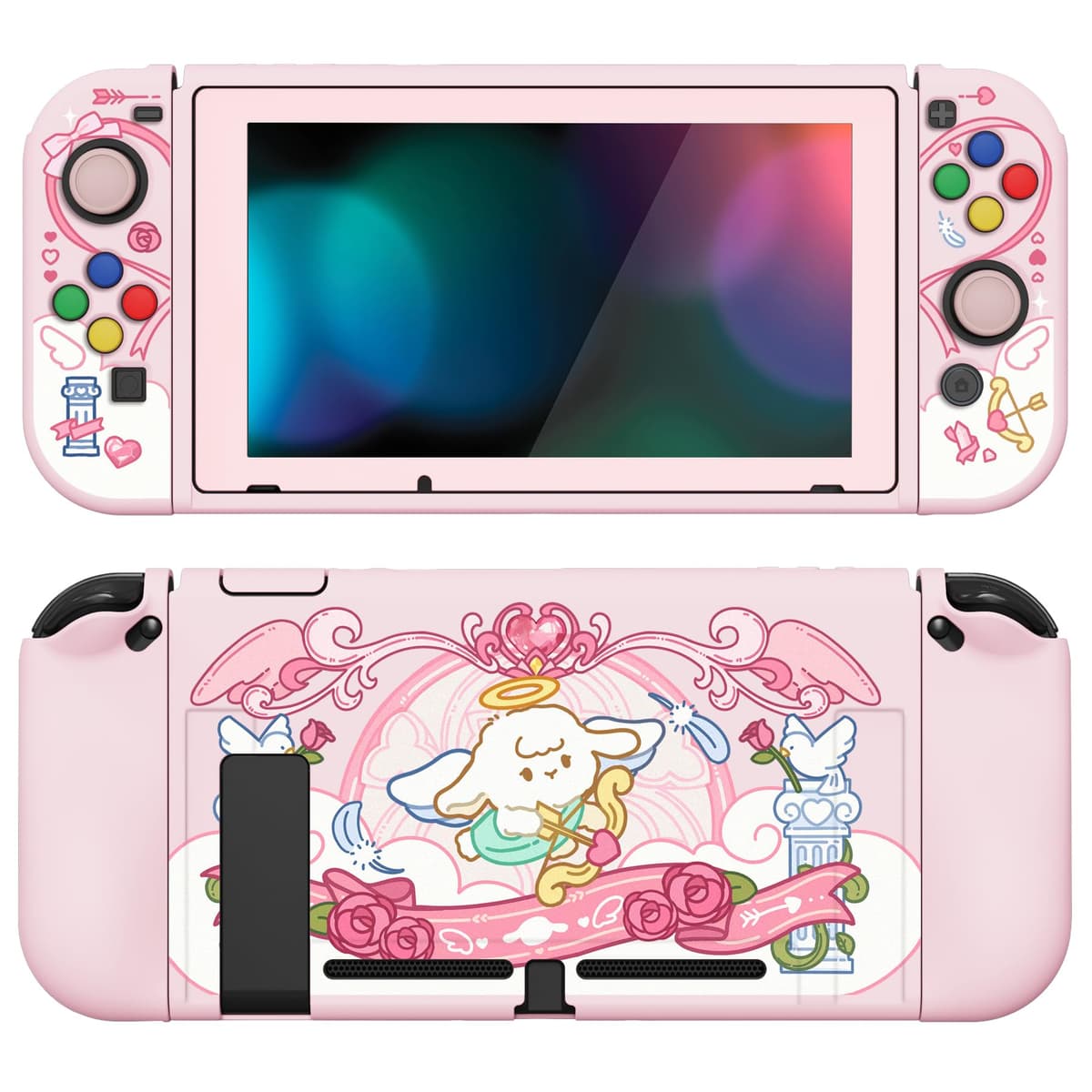 playvital ZealProtect Soft Protective Case for Nintendo Switch, Flexible Cover Protector for Switch with Screen Protector & Thumb Grip Caps & ABXY Direction Button Caps - Cherry Bunny & Cherry Bear — view 38