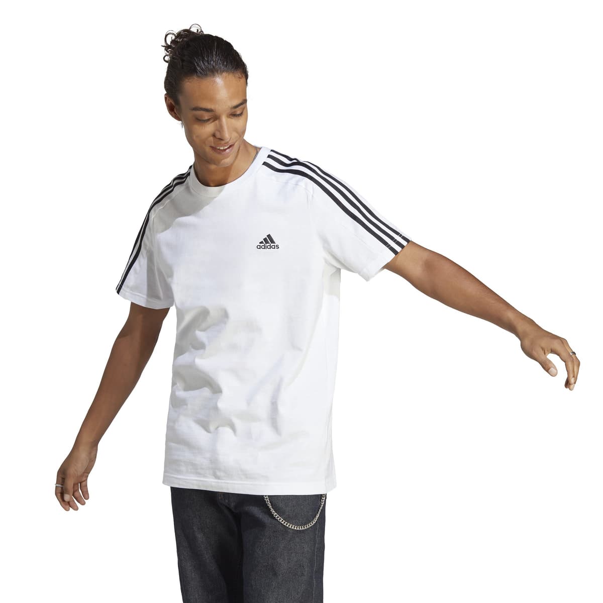 adidas Essentials Single Jersey 3-Stripes tee Camiseta de Manga Corta Hombre (Pack de 1)