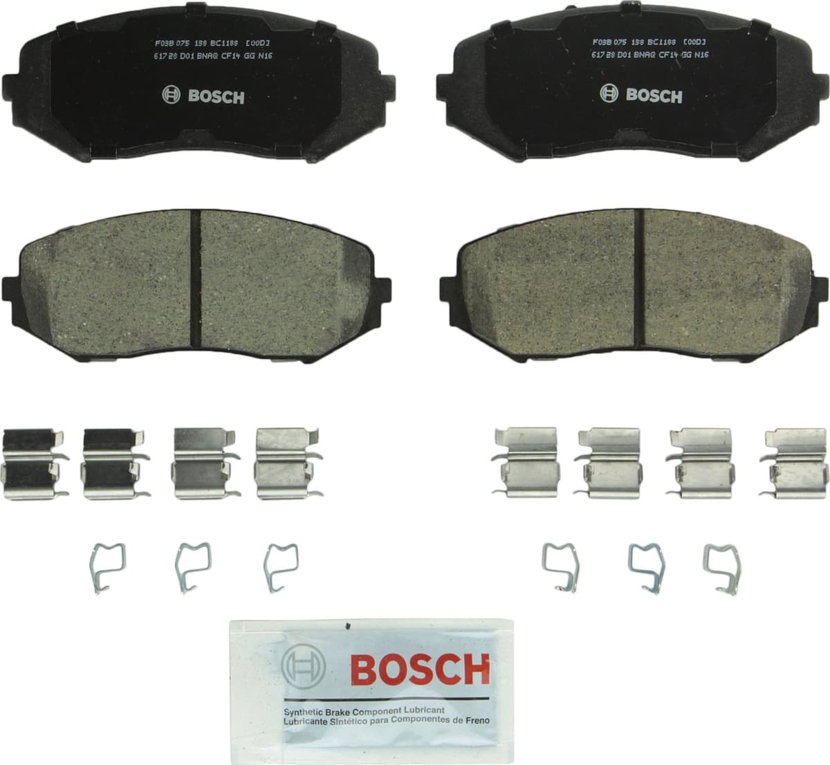 Bosch BC914 QuietCast Premium Ceramic Disc Brake Pad Set For: Acura ILX; Honda Accord, Civic, CR-V, Element, Fit, Front — view 49