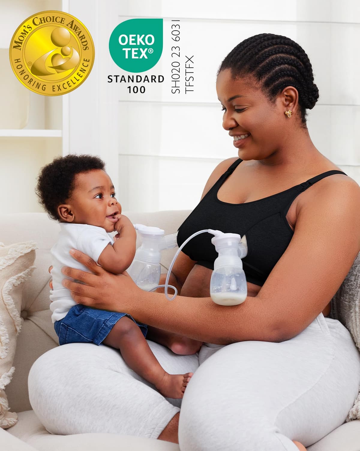 momcozy Hands Free Pumping Bra, Adjustable Breast-Pumps Holding Bra, Pumping & Nursing in One — view 5